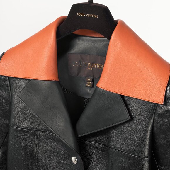Louis Vuitton AW/14 Runway Black Calfskin Leather Snap Coat - Picture 5 of 14